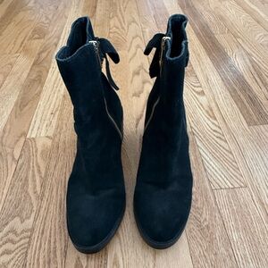 UGG Fraise WHIPSTITCH Black SUEDE Bow ZIP Booties BOOTS Womens US 7.5